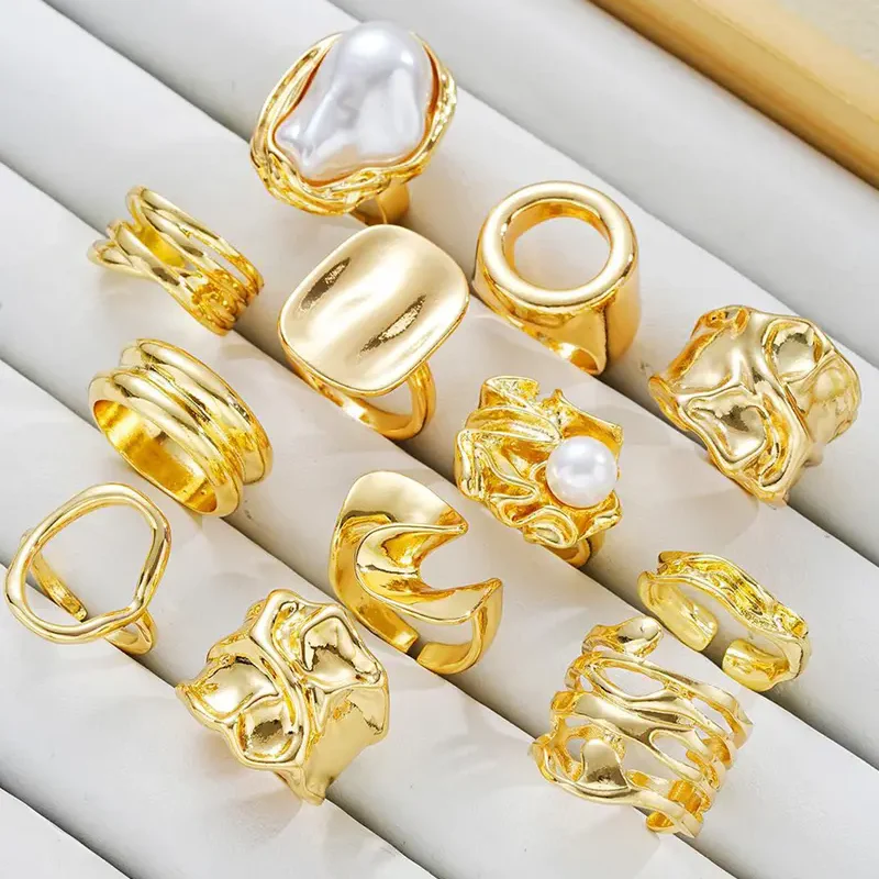 12pc Irregular Geometric Ring Set - Image 2