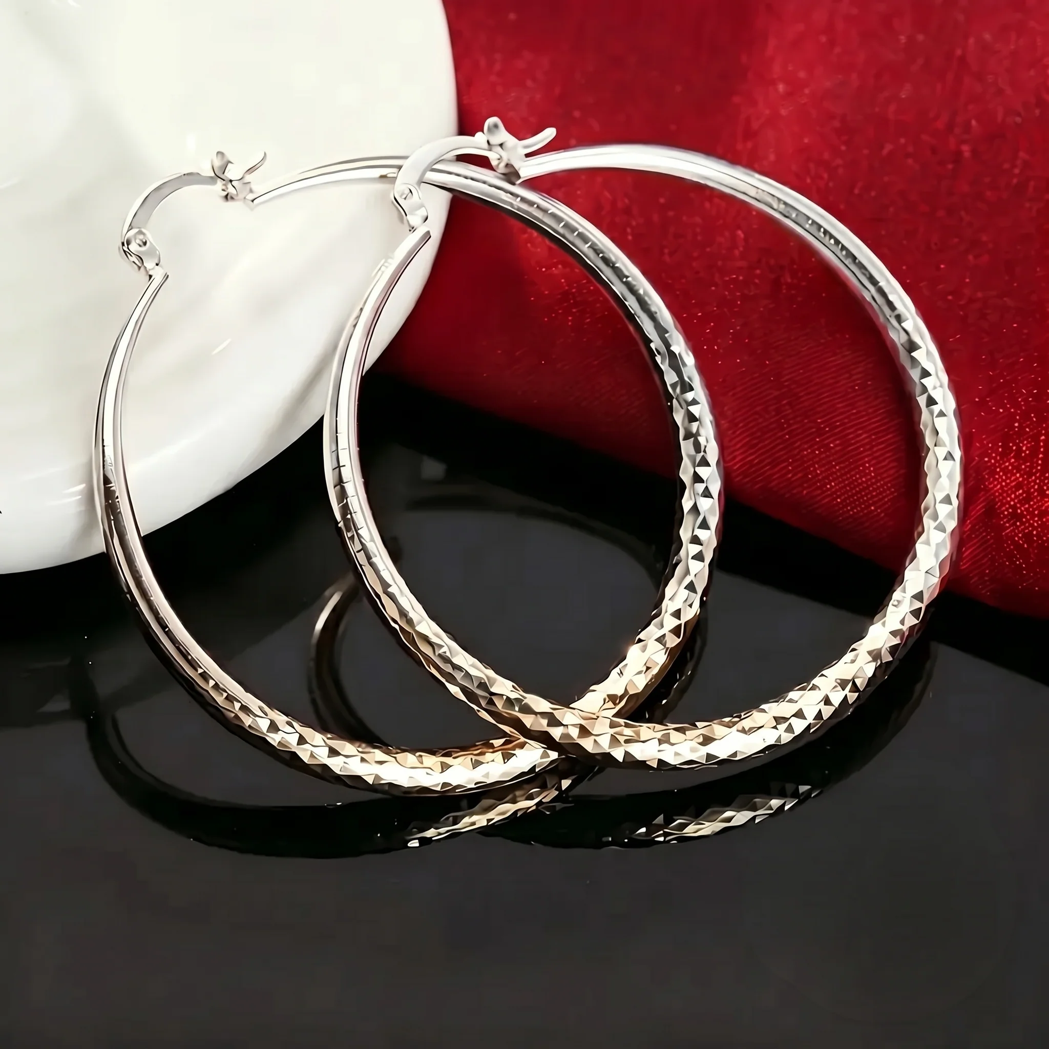 14k Sparkling Hoop Earrings - Image 4