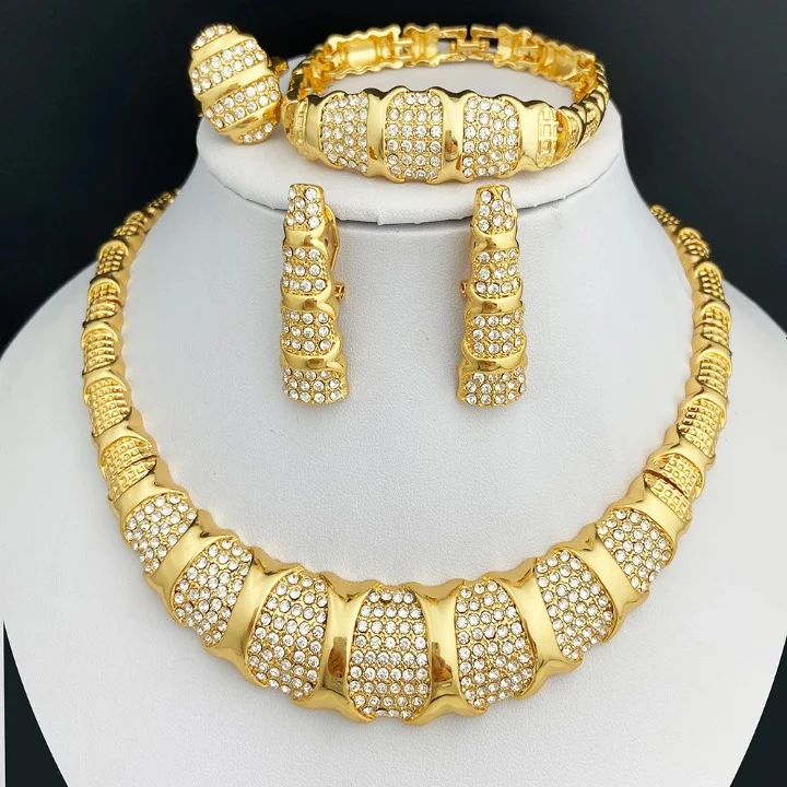 18k Full Chunky Jewelry Set - Necklace, Bracelet, Earrings, Ring - Image 2
