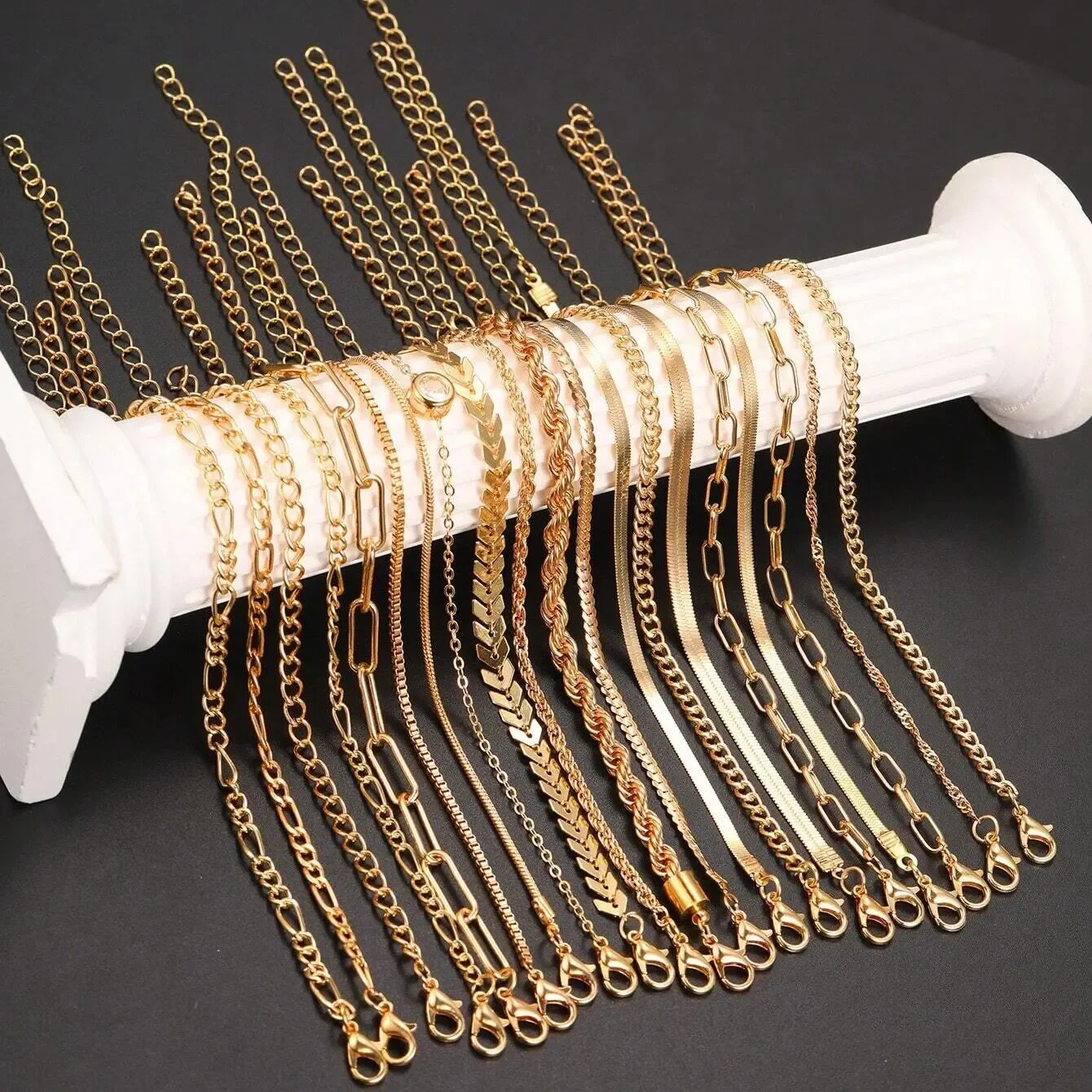 20pc Gold Chain Bracelet Stack - Image 2