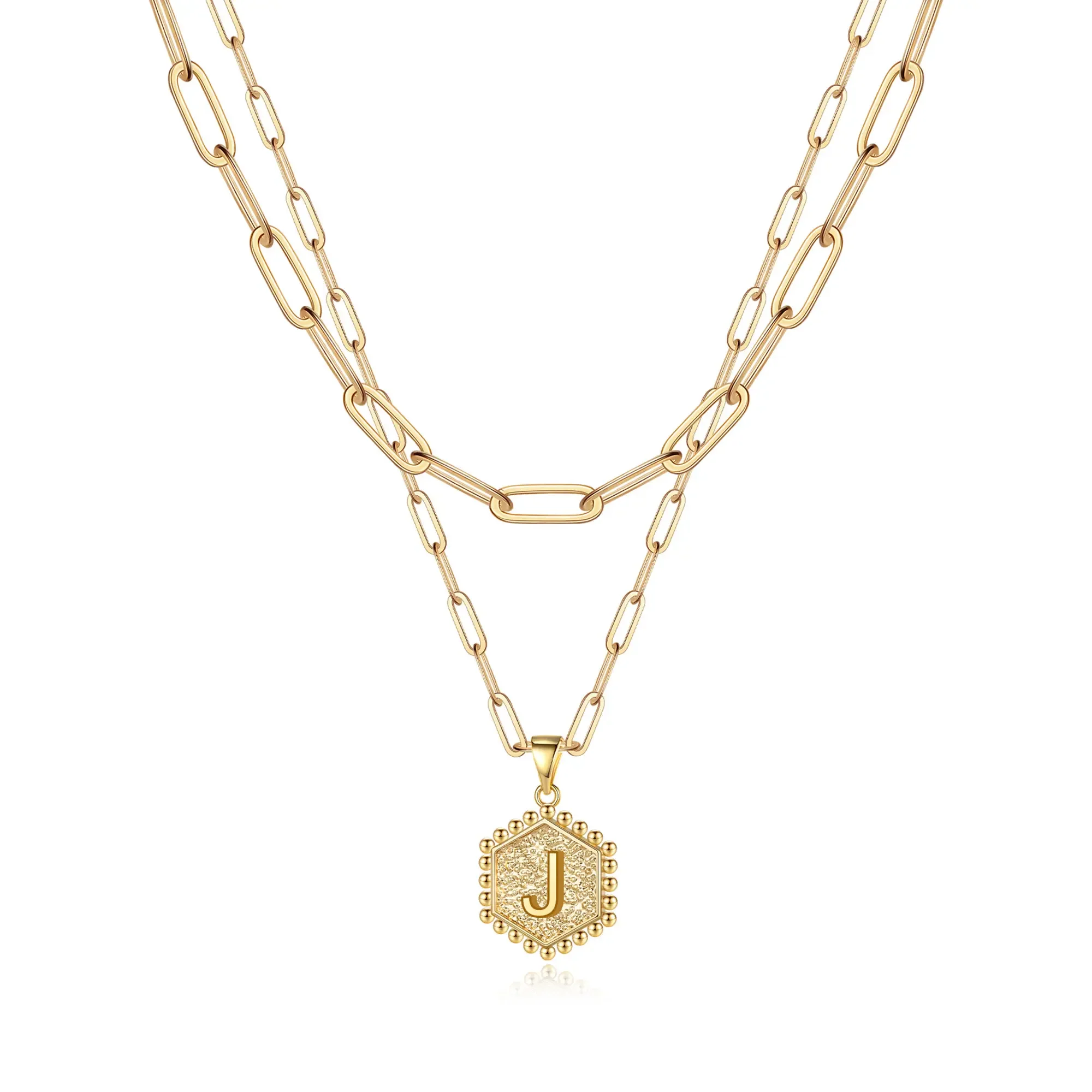 2pc 14k Hexagon Initial Necklace - Image 21
