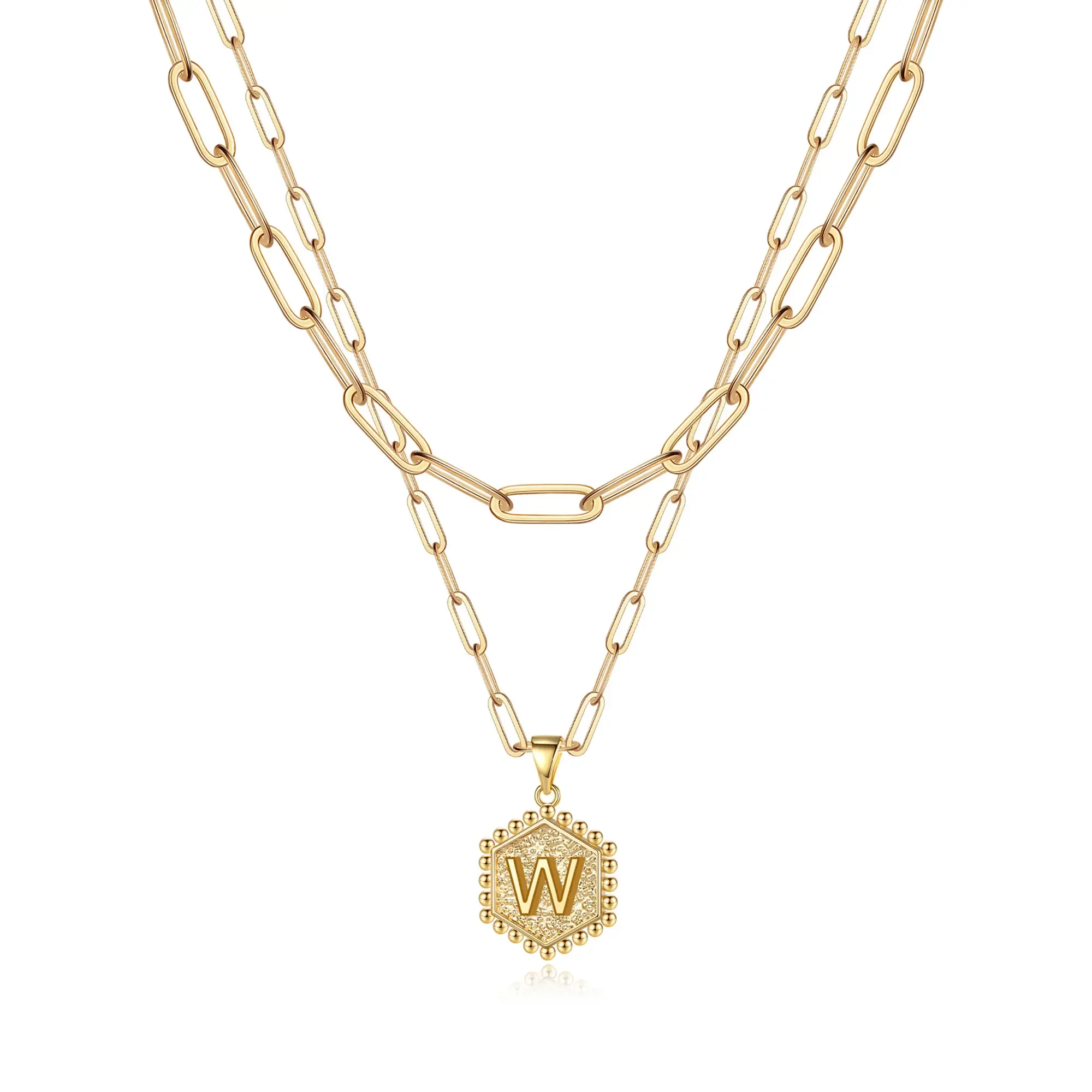 2pc 14k Hexagon Initial Necklace - Image 9