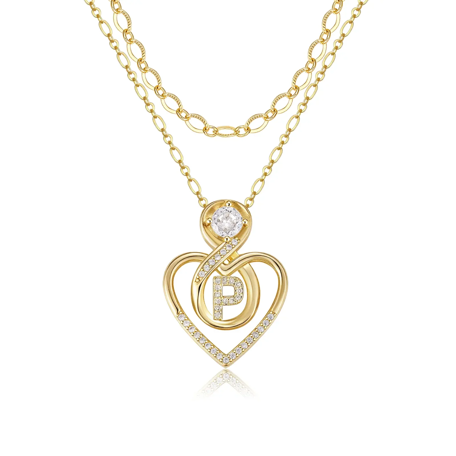 2pc 14k Initial Infinity Heart Necklace Set - Image 11