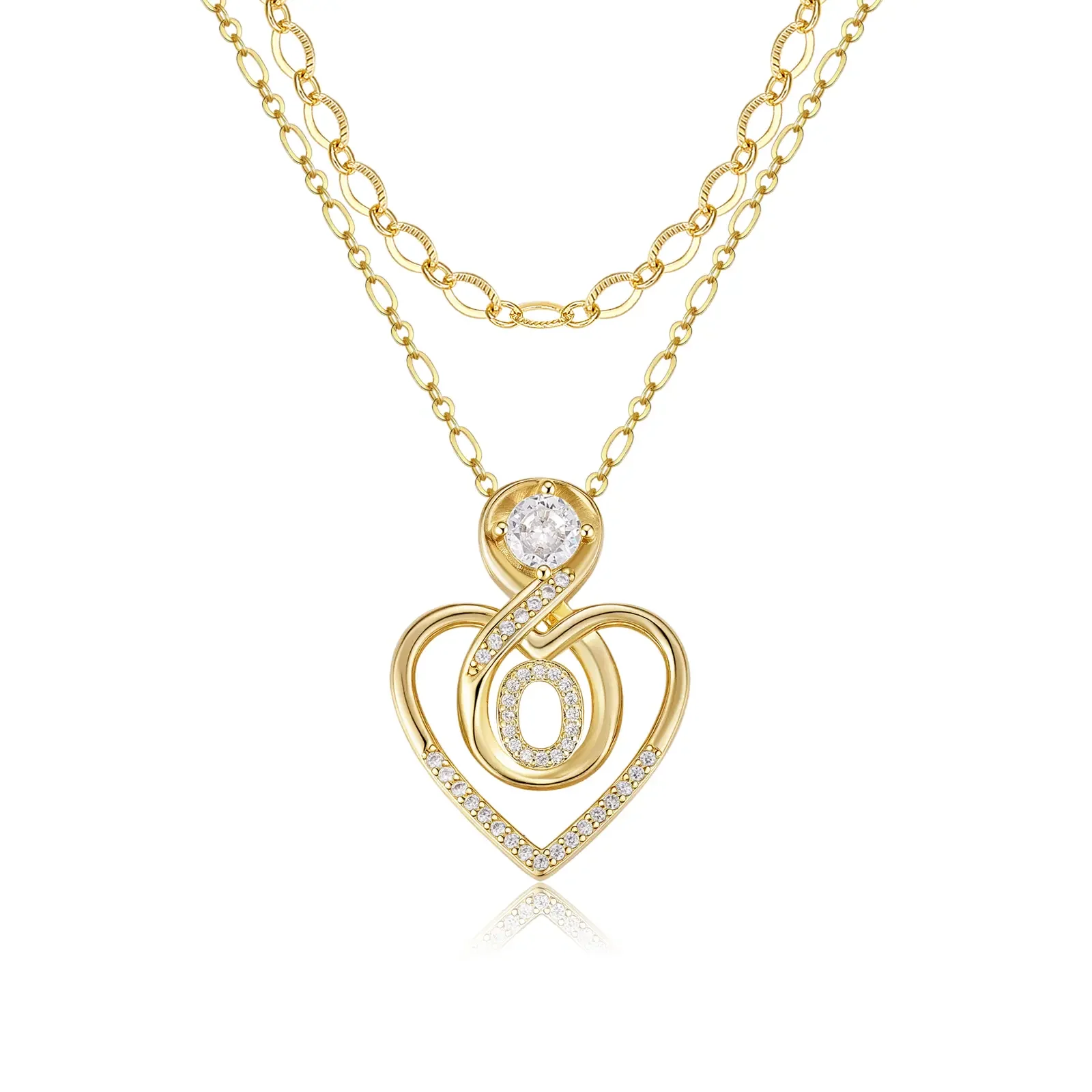 2pc 14k Initial Infinity Heart Necklace Set - Image 12