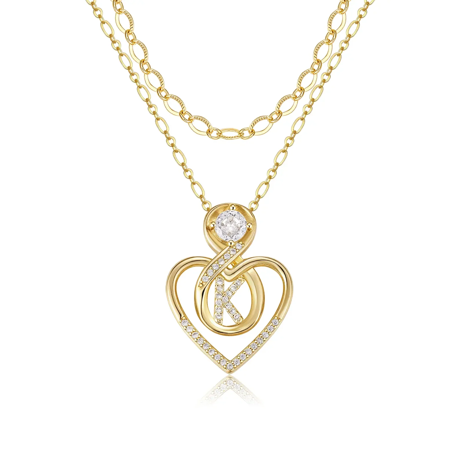 2pc 14k Initial Infinity Heart Necklace Set - Image 23