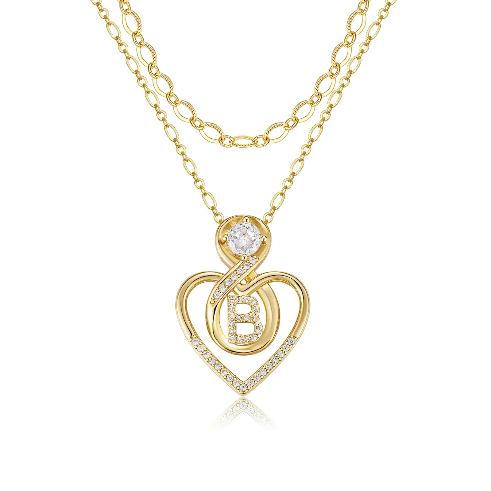 2pc 14k Initial Infinity Heart Necklace Set - Image 27