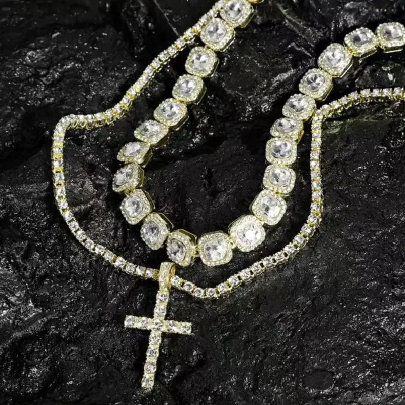 2pc Cross Diamond Necklace Set - Image 3
