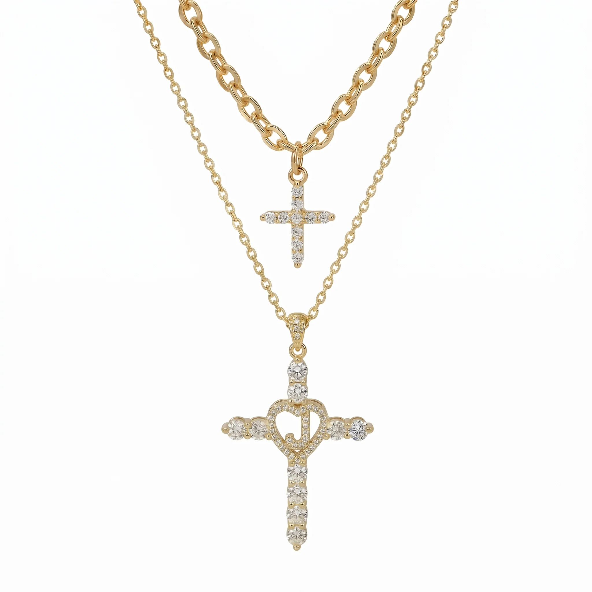 2pc Elegant Cross Initial Necklace Set - Image 12