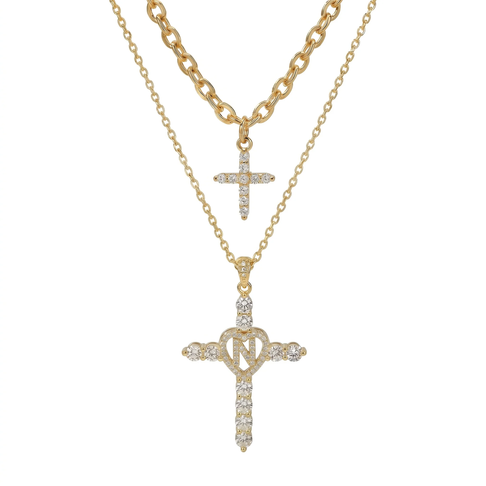 2pc Elegant Cross Initial Necklace Set - Image 16