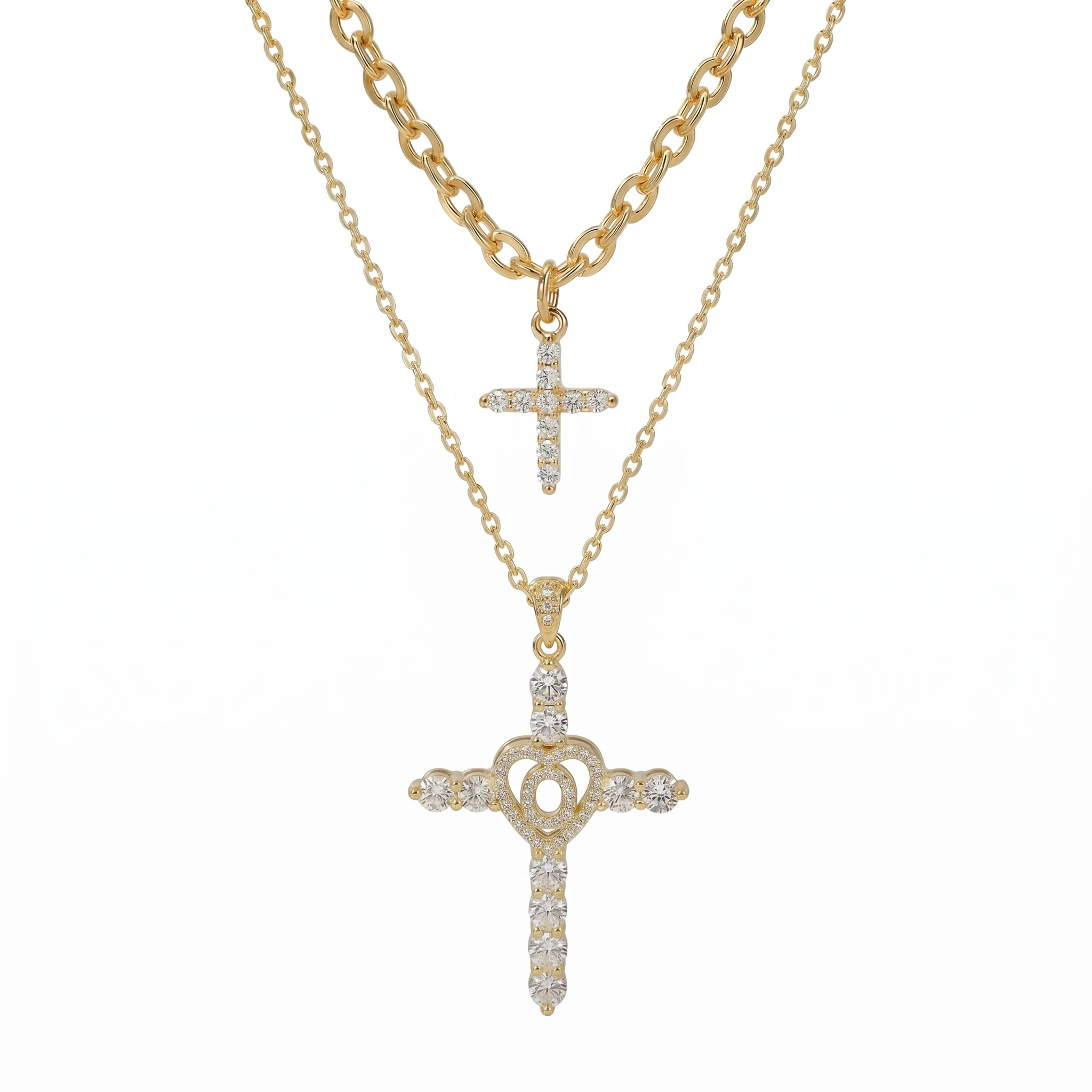 2pc Elegant Cross Initial Necklace Set - Image 17