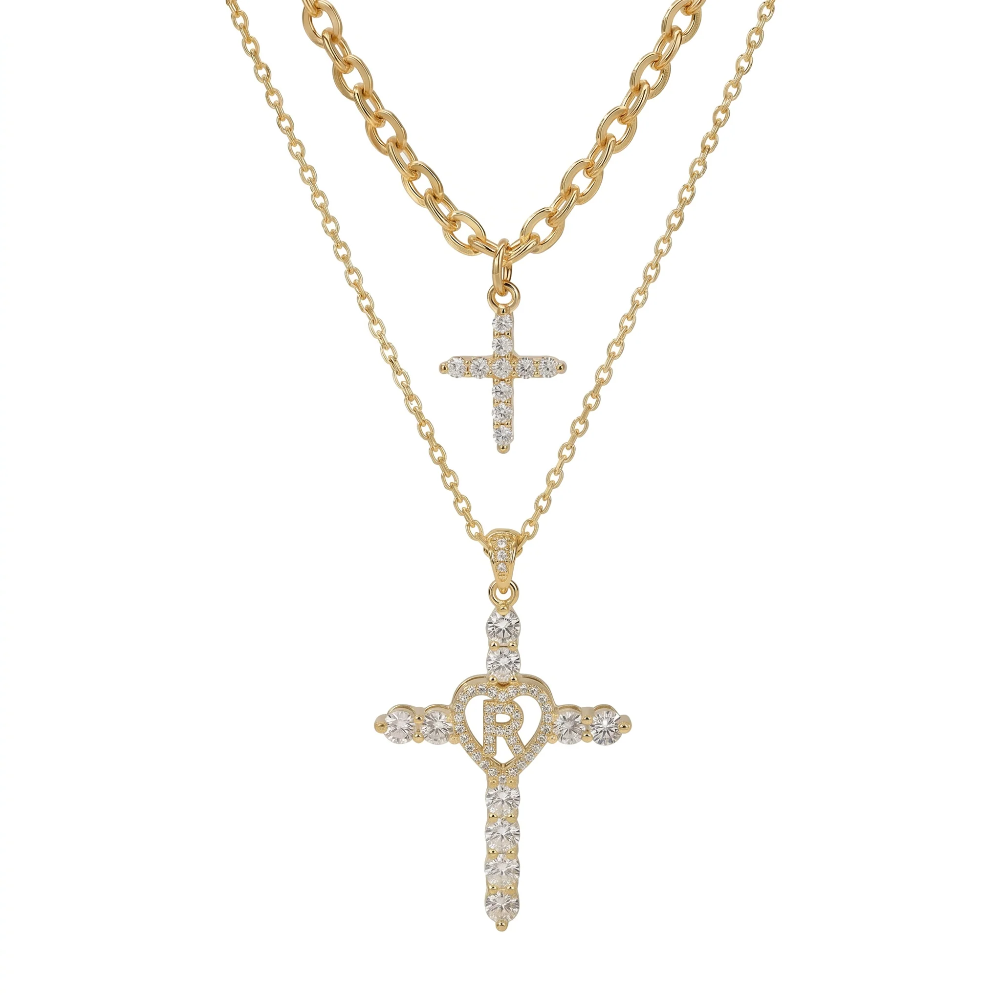 2pc Elegant Cross Initial Necklace Set - Image 20