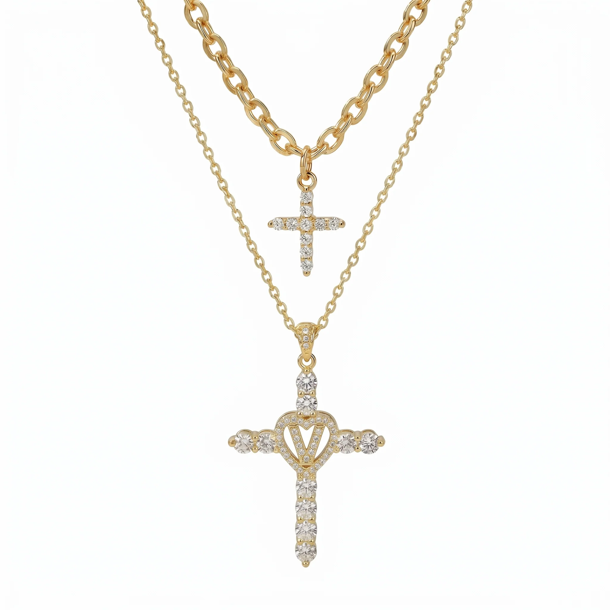 2pc Elegant Cross Initial Necklace Set - Image 24