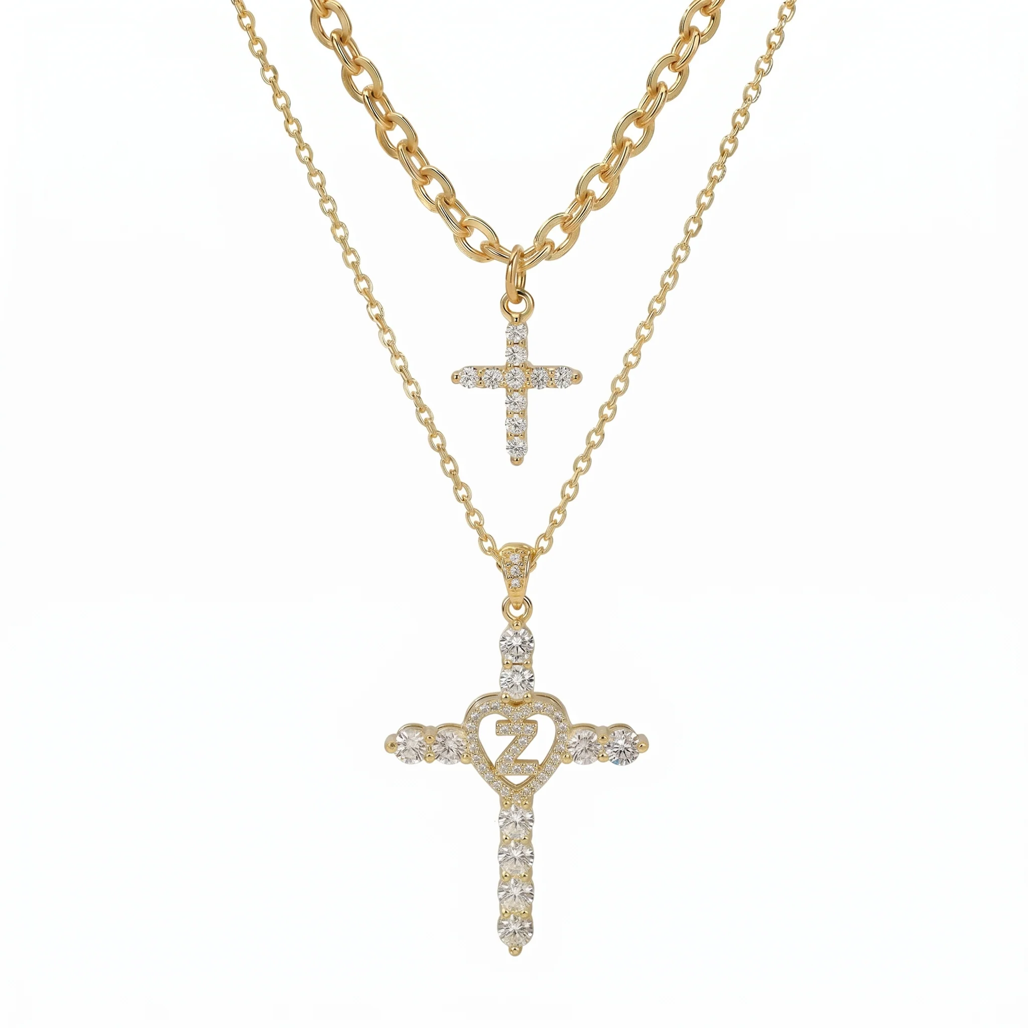 2pc Elegant Cross Initial Necklace Set - Image 28