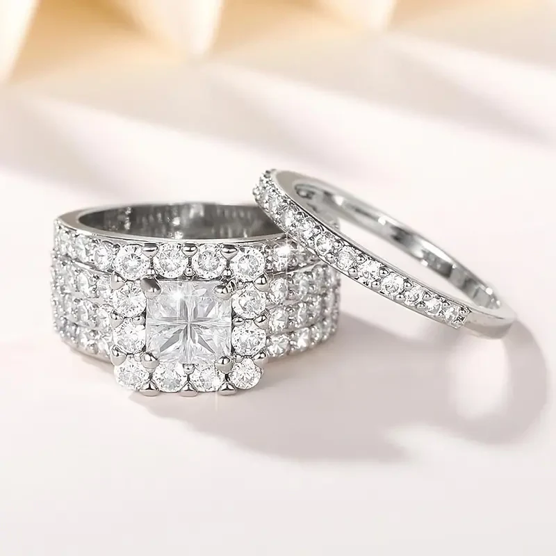 2pc Elegant Pave Stacking Rings - Image 4