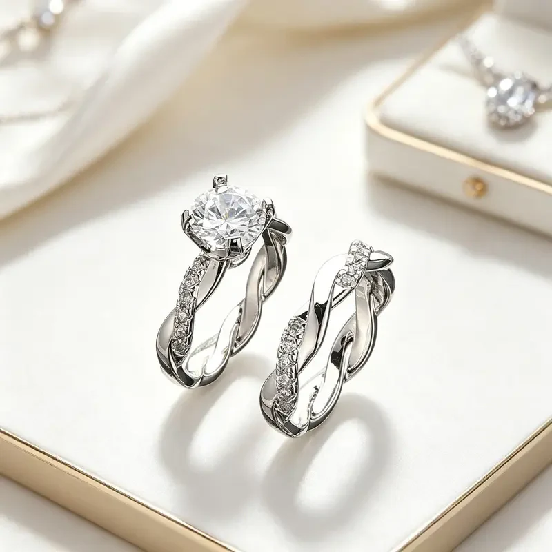 2pc Twisted Band Ring Set - Image 2