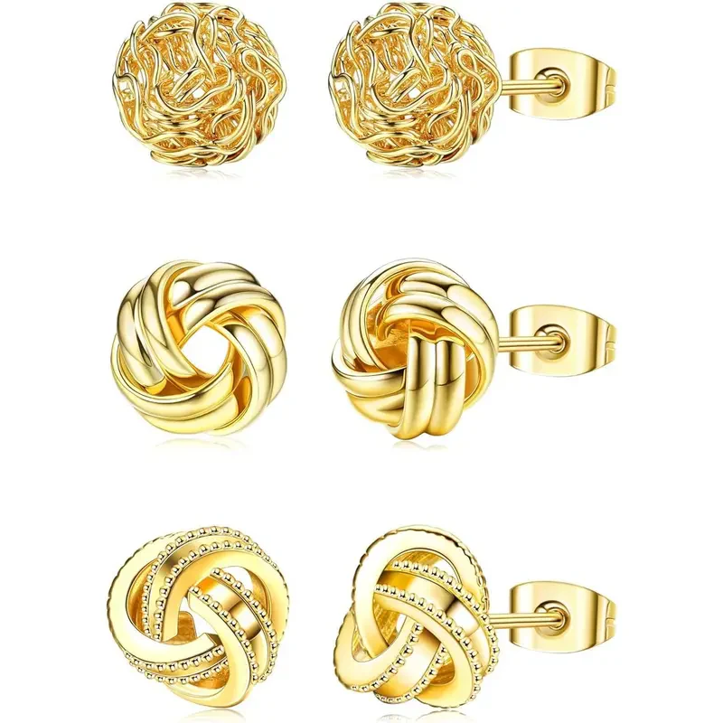 3 Pair Love Knot Earrings - Image 2