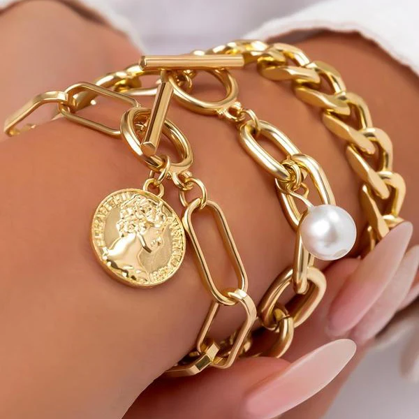 3pc Chunky Stackable Bracelet Set - Image 2
