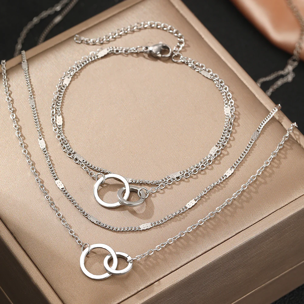 3pc Interlocking Circle Jewelry Set - Image 4
