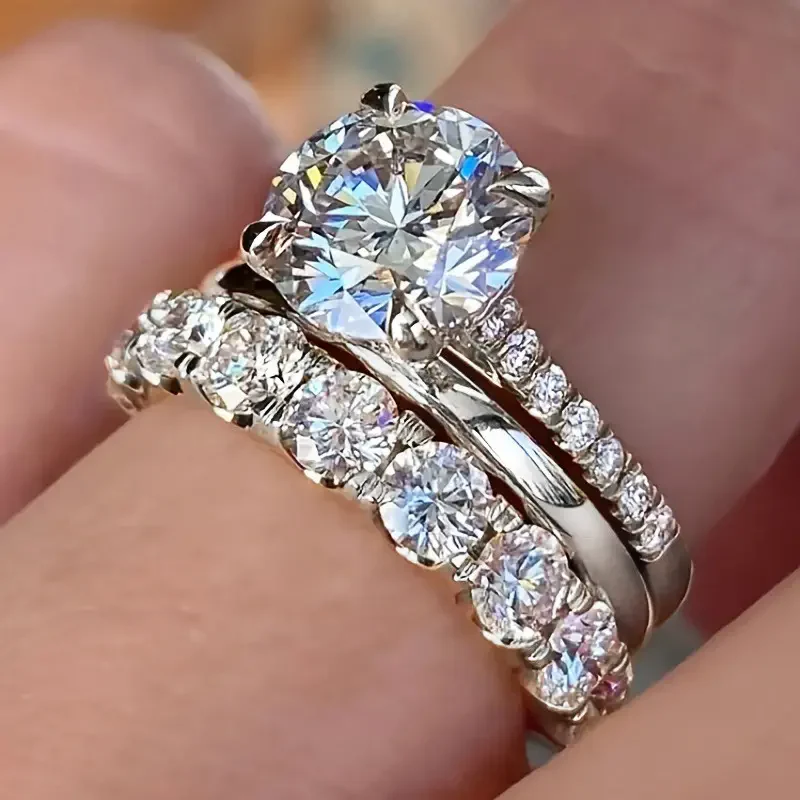 3pc Stackable Cubic Rings Set - Image 2