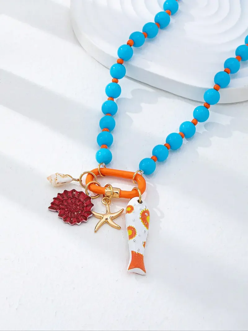 3pc Summer Layered Beaded Necklace Set - Image 3