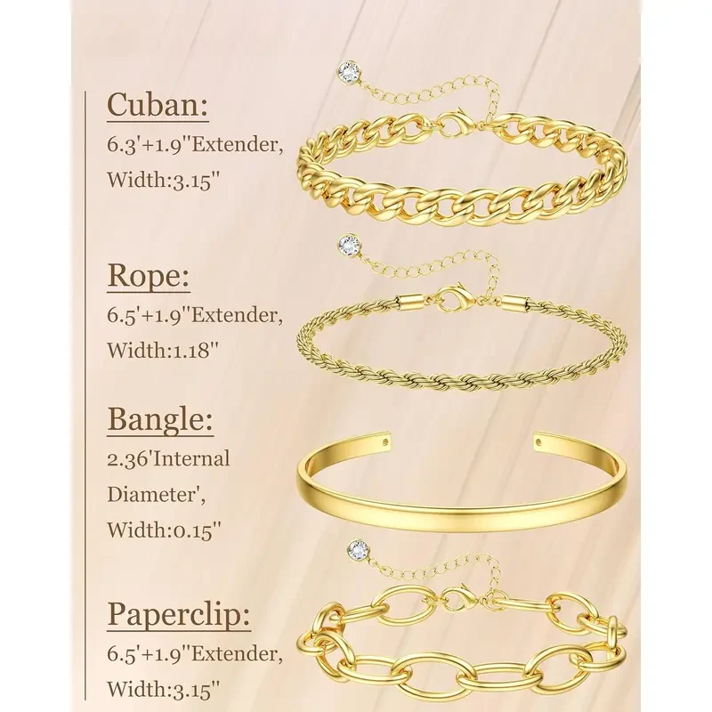 4pc Chunky Stackable Bracelets - Image 2