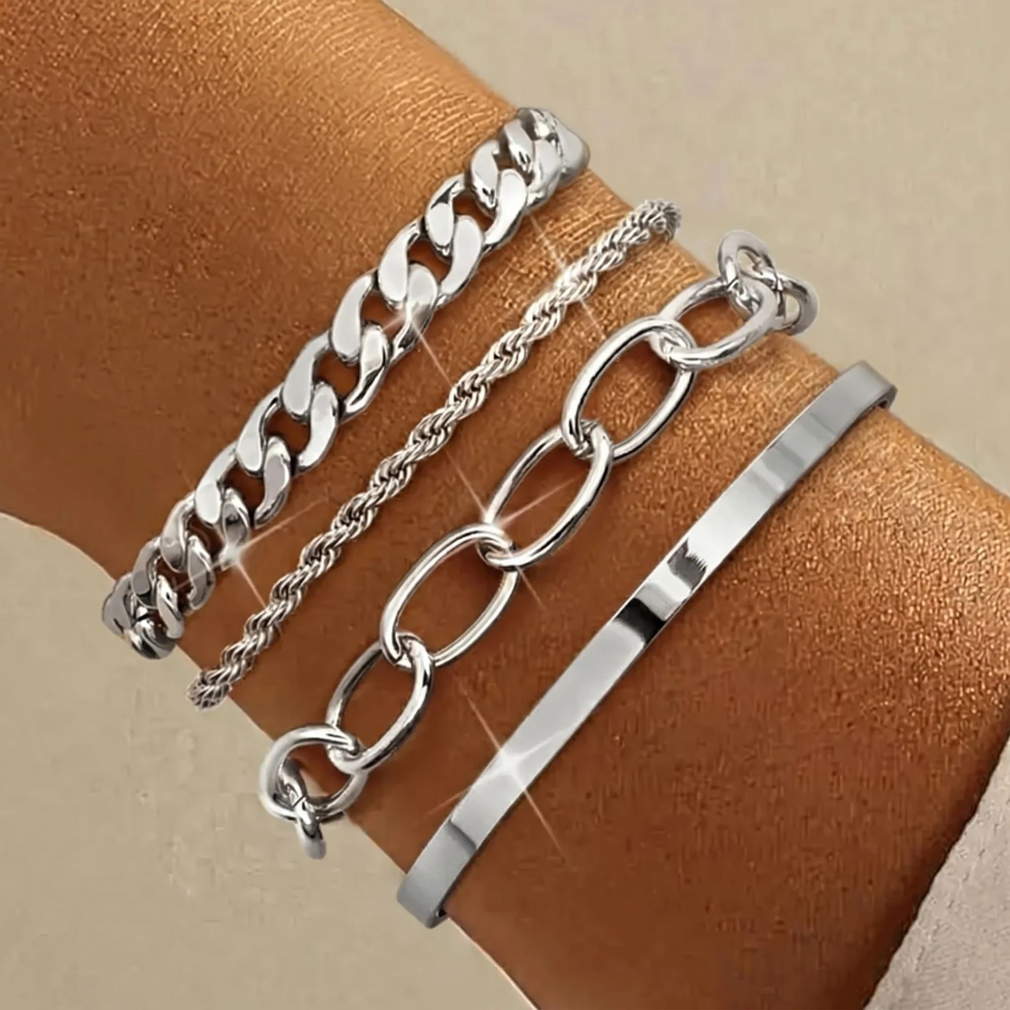 4pc Chunky Stackable Bracelets - Image 5