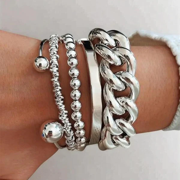 5pc Chunky Stackable Bracelet Set - Image 2