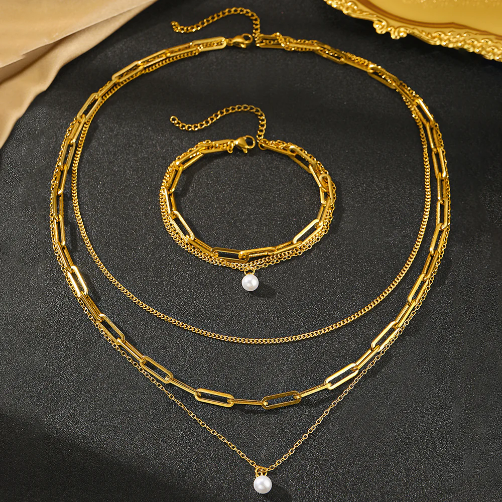 5pc Pearl Accent Jewelry Set - Image 3