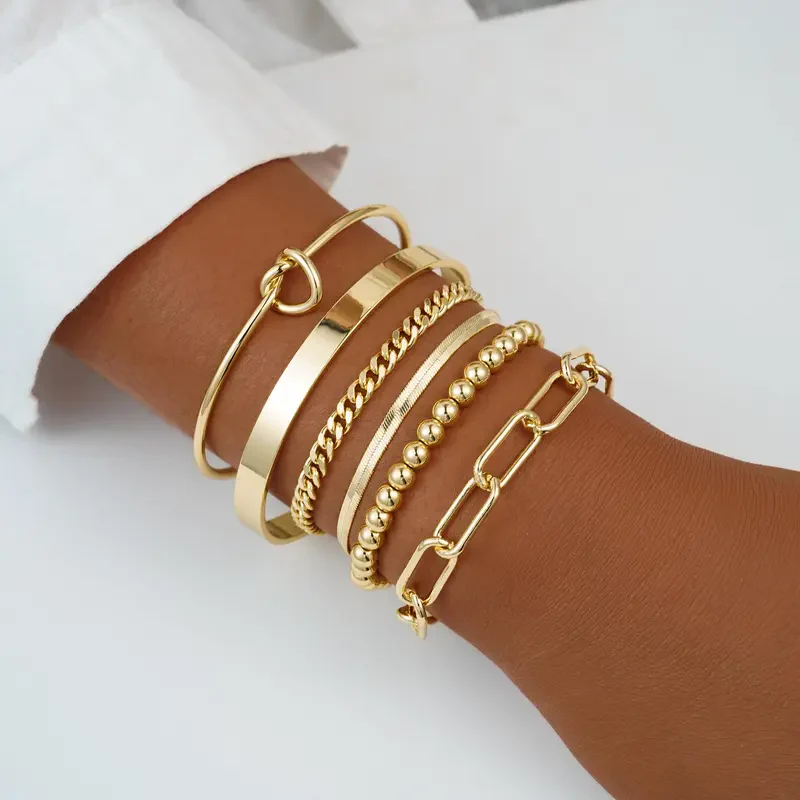 6pc 14k Dainty Bracelet Stack - Image 4