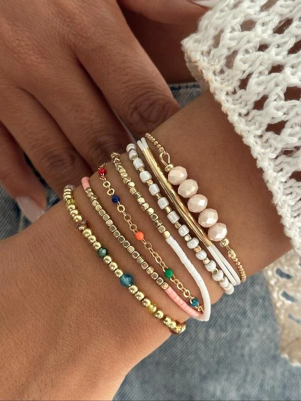 7pc Beaded Stackable Bracelet Set - Image 3