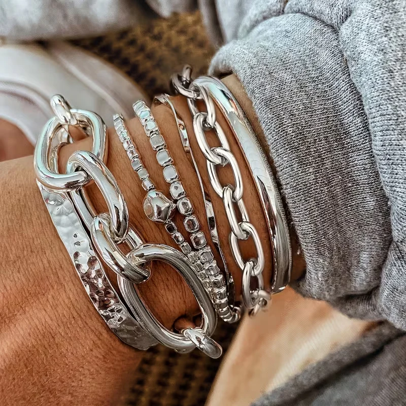 7pc Chunky Stackable Bracelet Set - Image 2