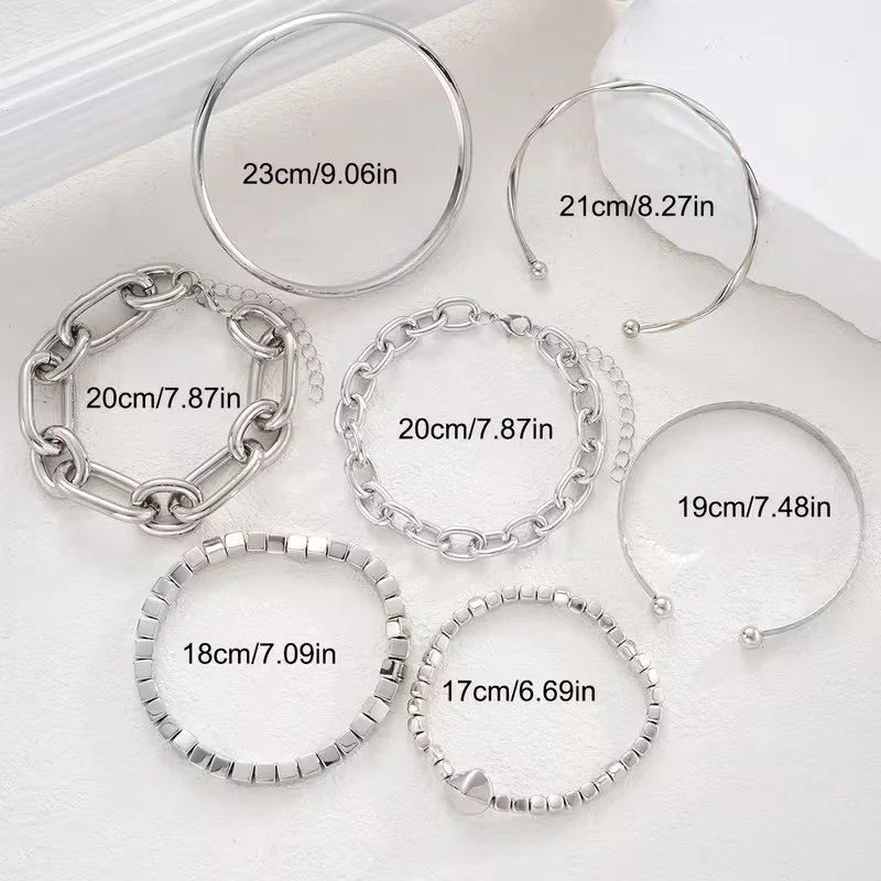 7pc Chunky Stackable Bracelet Set - Image 3