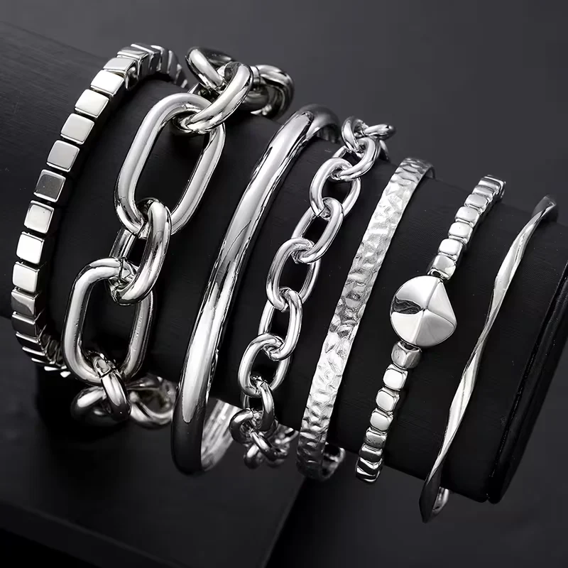 7pc Chunky Stackable Bracelet Set - Image 4