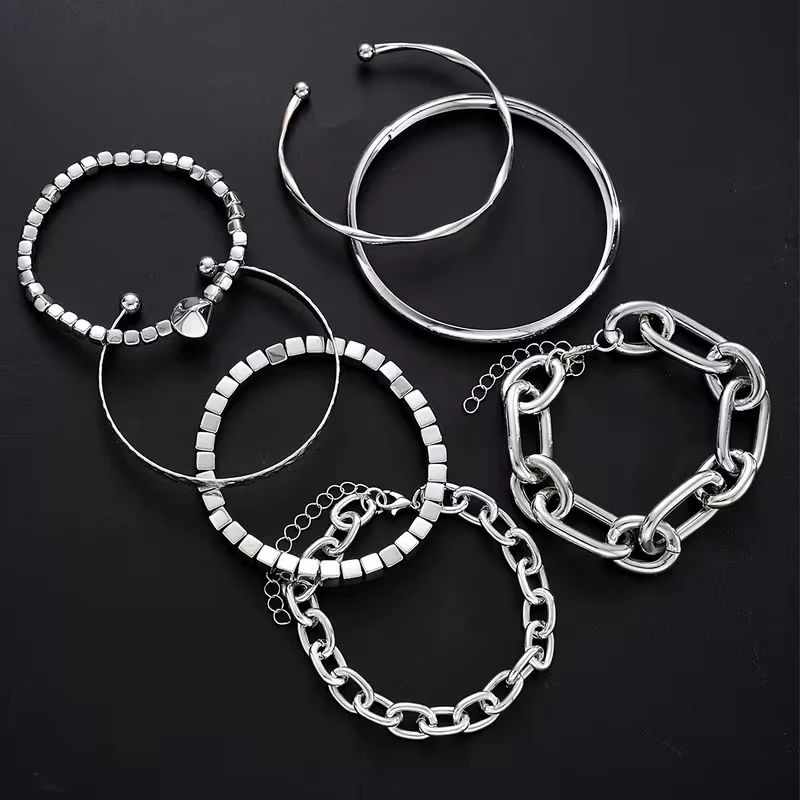 7pc Chunky Stackable Bracelet Set - Image 6