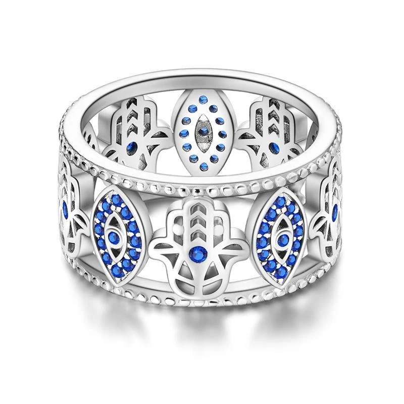 925 Sterling Silver Blue Evil Eye Ring - Image 2