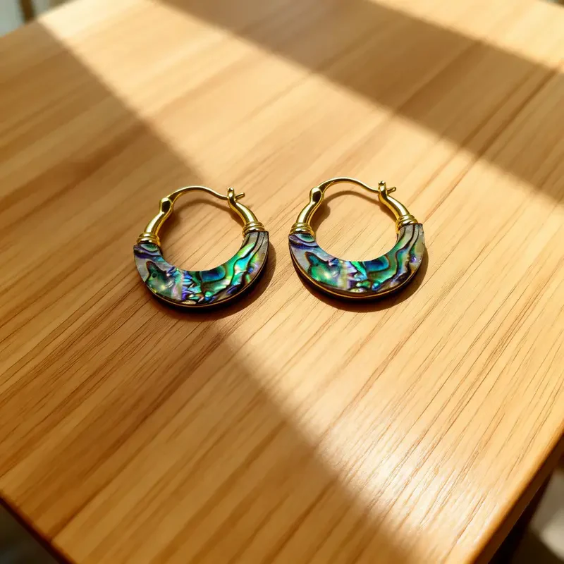 Abalone Shell Hoop Earrings - Image 3