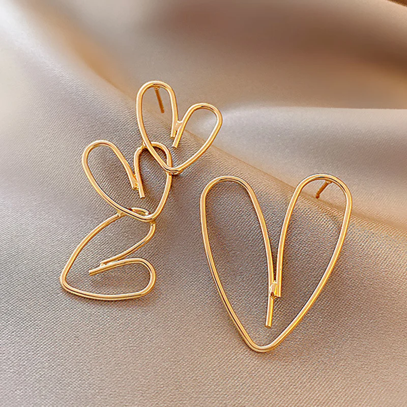 Abstract Heart Wire Earrings - Image 2
