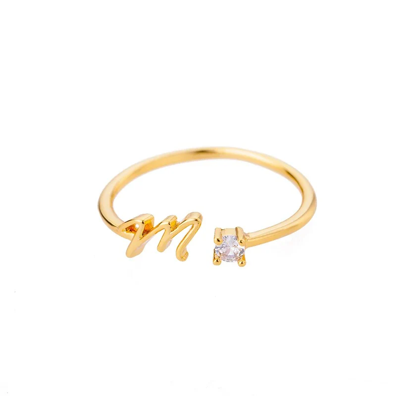 Adjustable Tiny Initial Letter Ring - Image 18