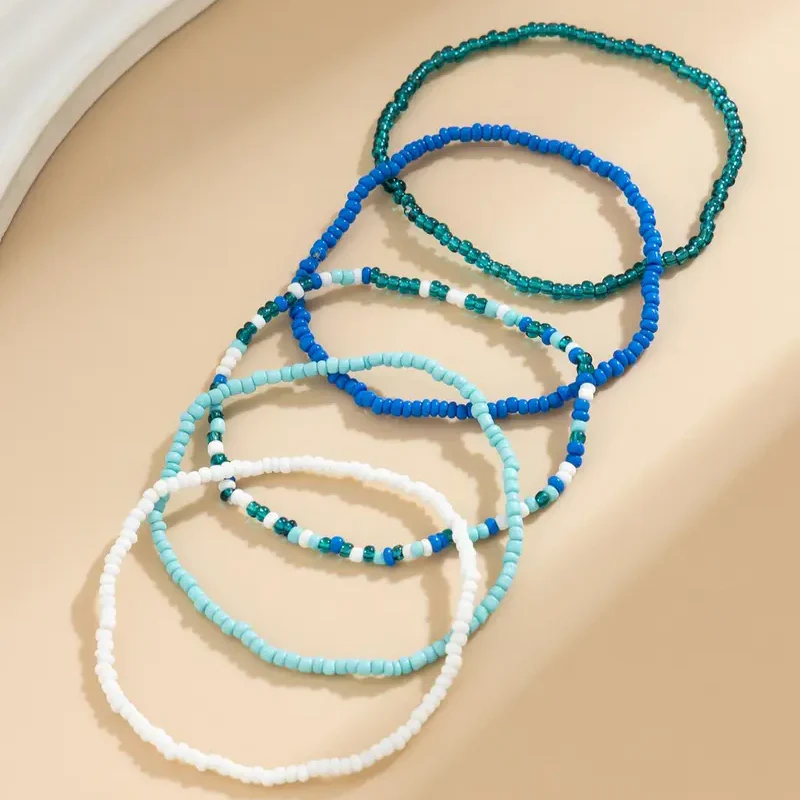 Beaded Colorful Layered Anklet Set - Image 4