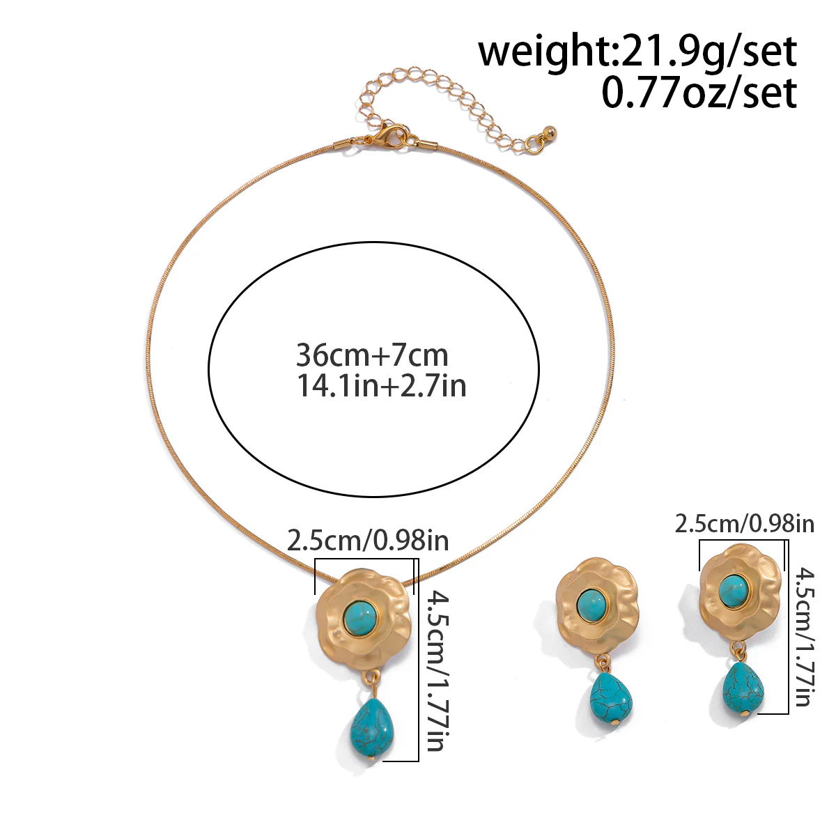 Blue Stone Flower Choker & Earrings Set - Image 5