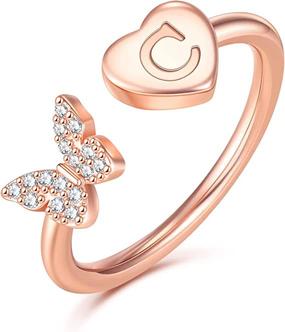 Butterfly Initial Zircon Ring - Image 24