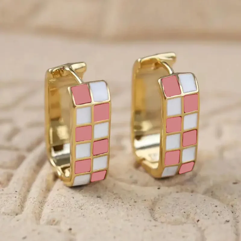 Checkerboard Hoop Earrings - Image 3