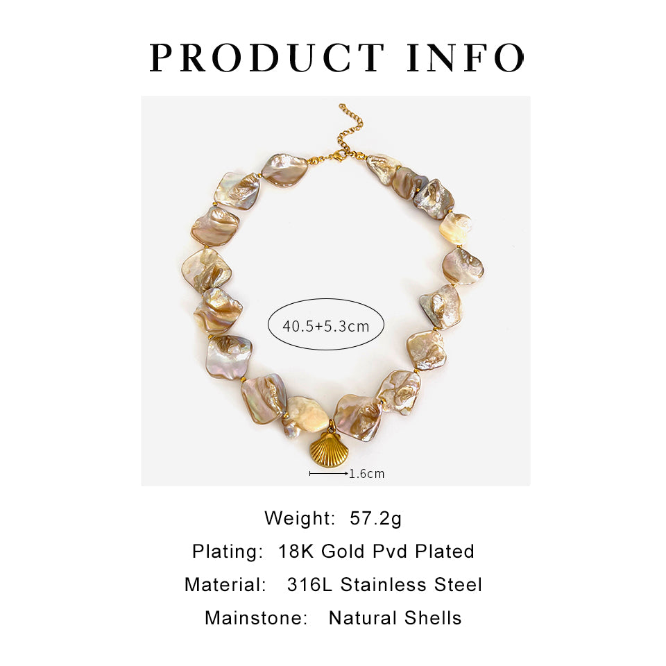 Chunky Shell Pearl Choker with Gold Seashell Charm - Image 4