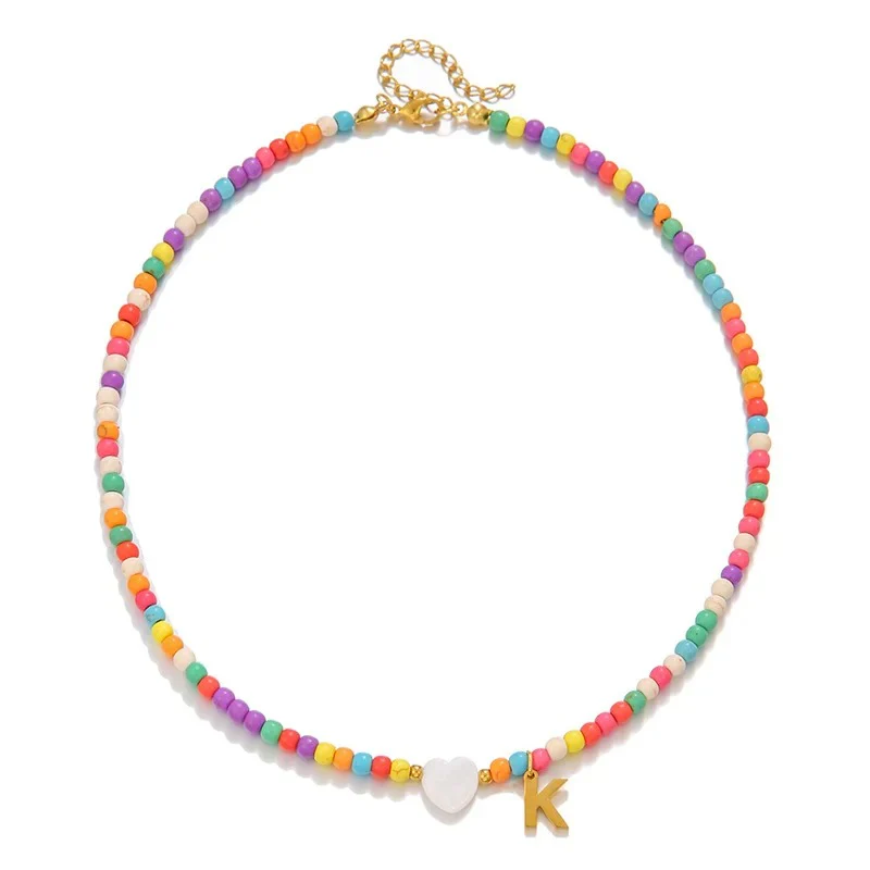 Colorful Initial Heart Necklace - Image 15