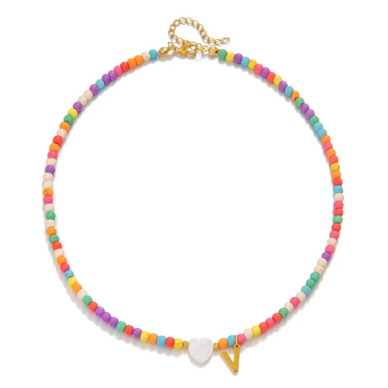 Colorful Initial Heart Necklace - Image 26