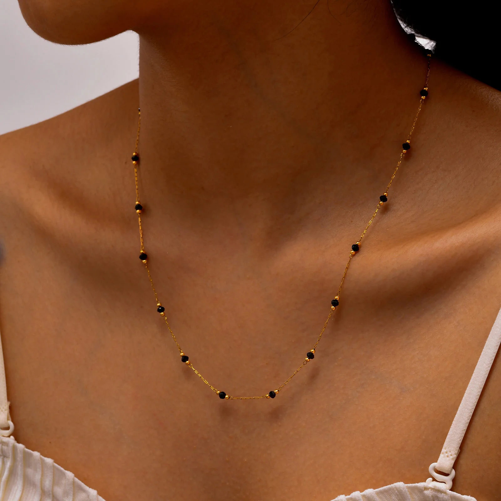 Dainty Green Crystal Bead Necklace
