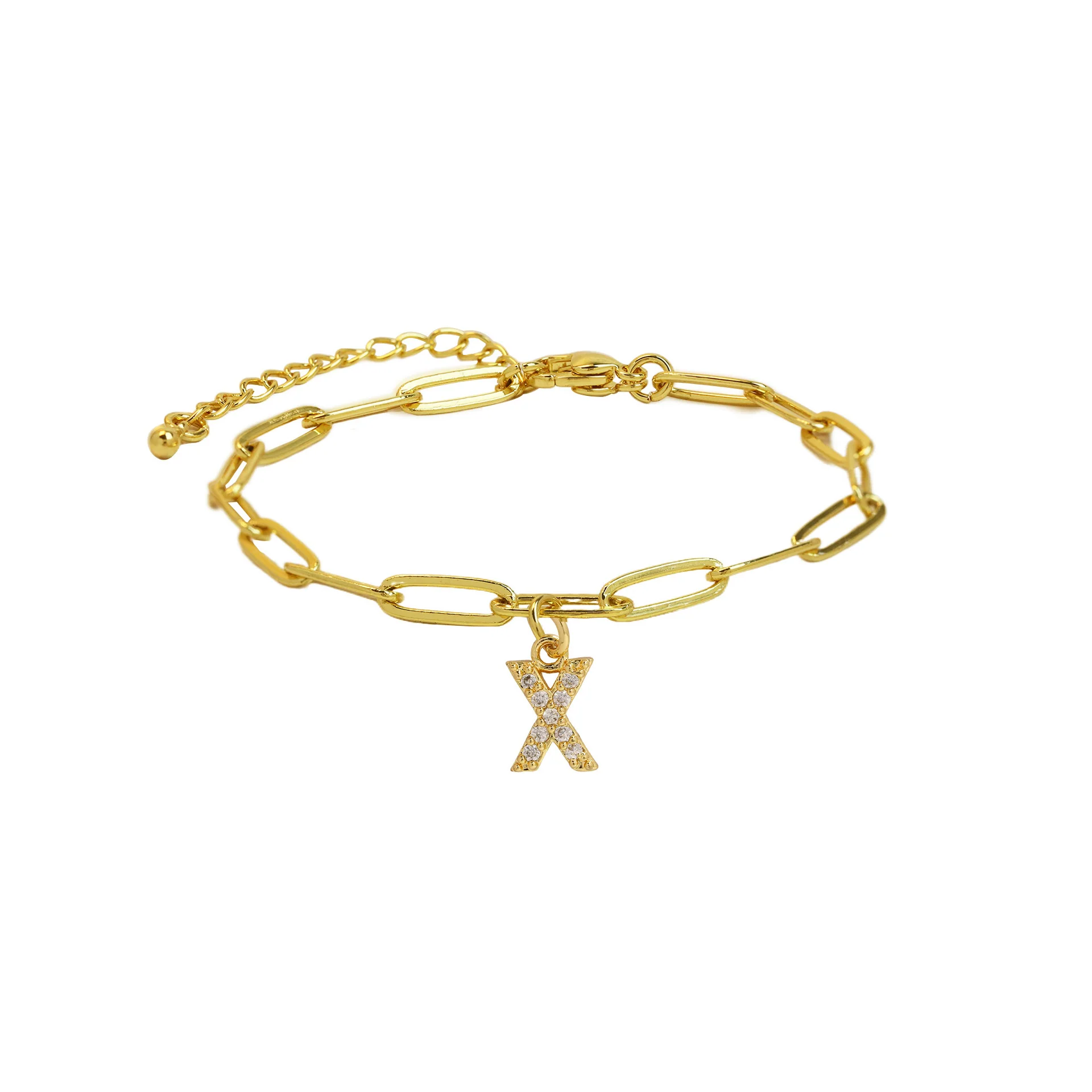 Dainty Paperclip Letter Initial Bracelet - Image 29