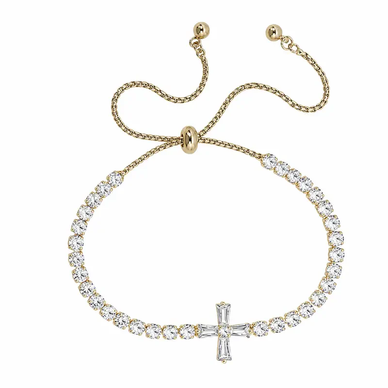 Dainty Stone Cross Bracelet - Image 3