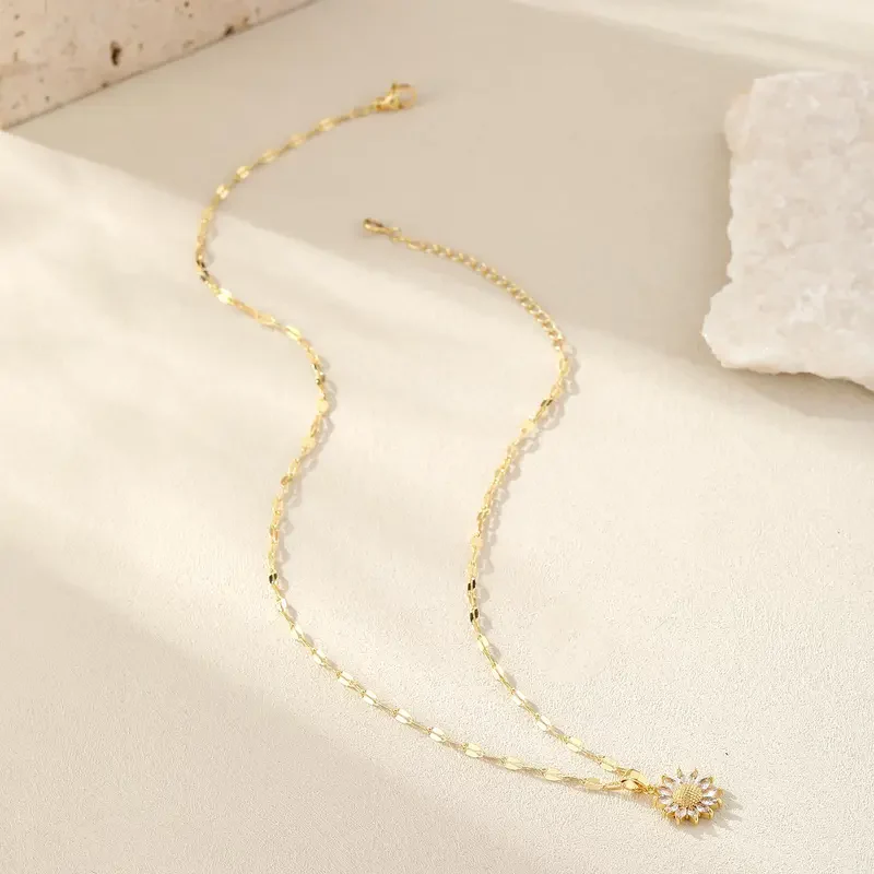 Dainty Sunflower Necklace - Image 3