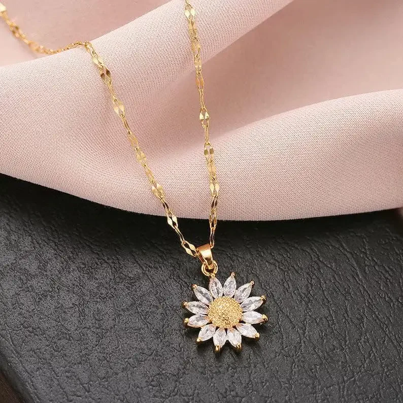 Dainty Sunflower Necklace - Image 5